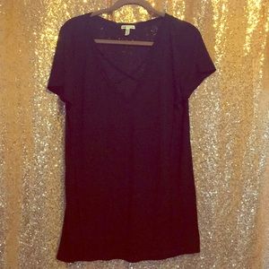 VS PINK Black super soft black cross cross tee